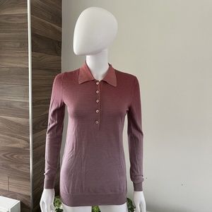 🩷💜 Prada Wool Silk Ribbed Ombré Knit Polo Pullover